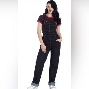 Hell Bunny Elly May Denim Jeans Landgirl 40s 50s Retro Rockabilly Overalls XL